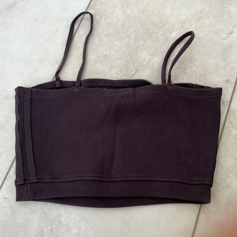 Adidas Ribbed Brown Gray Crop Top, worn once - Picture 4 of 4
